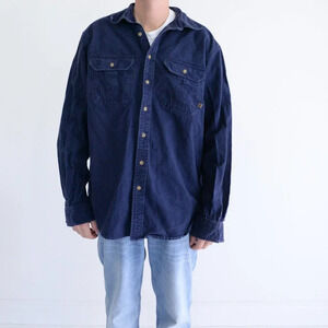 Vintage Gander Mtn Outdoors Navy Heavyweight Button Up Shirt Lt Made In  Morocco